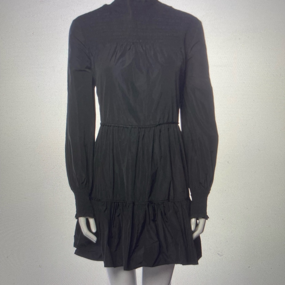 Veronica Beard Black Mock Neck Fit and Flare Dress